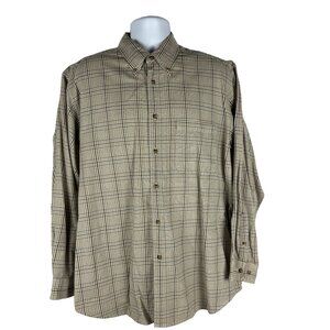 Izod Mens Size Large Plaid Long Sleeve Button-Down Shirt 100% Cotton